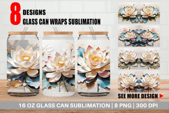 Download Glass Can 3D Lotus Flower Painting - Painting Collection
