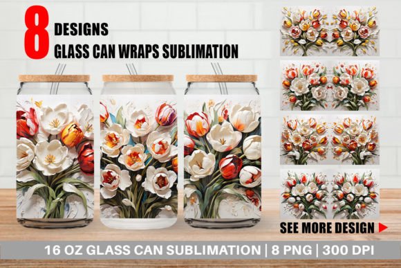 Download Glass Can 3D Tulip Flower Painting - Painting Collection