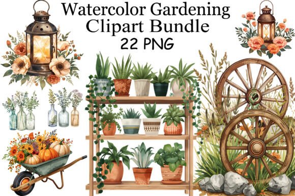 Download Watercolor Gardening Clipart Bundle - Gardening clipart Collection