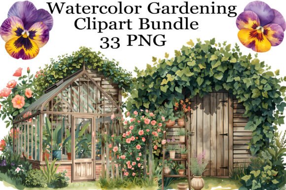Download Watercolor Gardening Clipart Bundle - Gardening clipart Collection