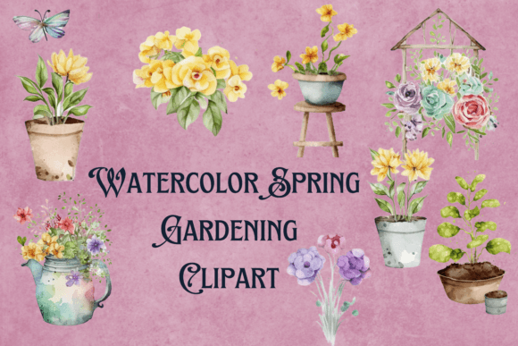 Download Watercolor Spring Gardening Clipart - Gardening clipart Collection