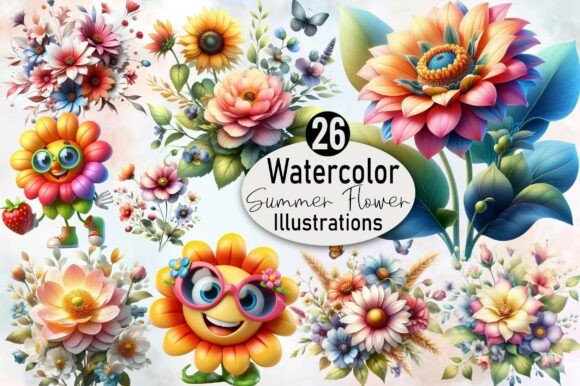 Download Watercolor Summer Flower Clipart - Summer flower clipart Collection