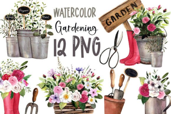 Download Watercolor Gardening Clipart PNG - Gardening clipart Collection