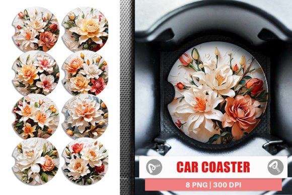 Download Car Coaster 3D Lily Flower Painting - Painting Collection