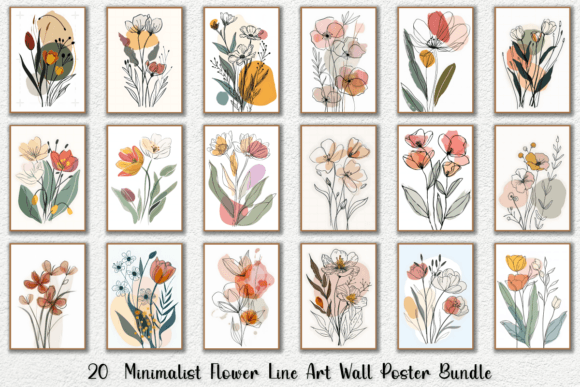 Download Minimalist Flower Line Art Wall Posters - Minimalist flower Collection