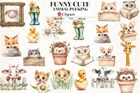 Download Funny Cute Animal Peeking Clipart - Cute animal Collection