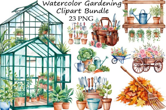 Download Watercolor Gardening Clipart Bundle - Gardening clipart Collection