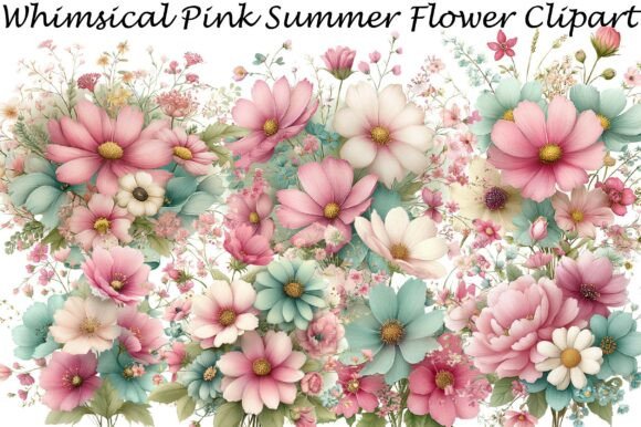 Download Whimsical Pink Summer Flower Clipart - Summer flower clipart Collection