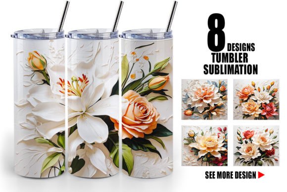 Download Tumbler 3D Lily Flower Painting - Painting Collection