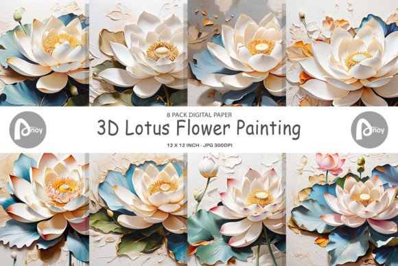 Download Digital Paper 3D Lotus Flower Painting - Painting Collection