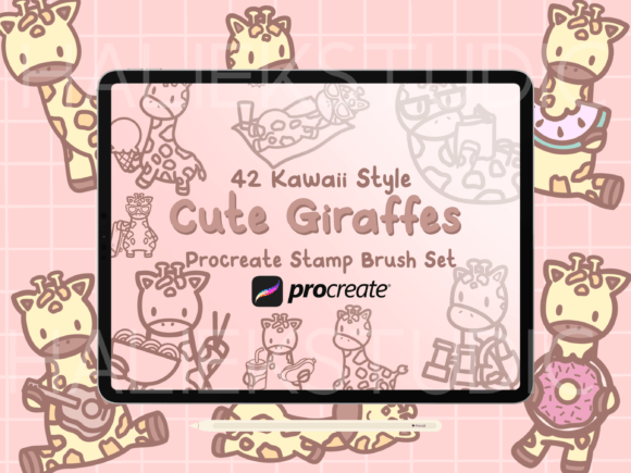 Download Cute Giraffes Procreate Stamp Brush Set - Premium Resources
