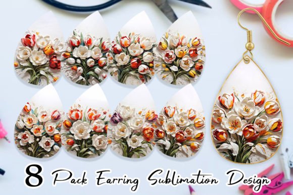 Download Earring 3D Tulip Flower Painting - Painting Collection