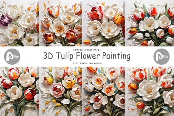 Download Digital Paper 3D Tulip Flower Painting - Painting Collection